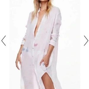 Free People tie dye gauze maxi button up/cover up